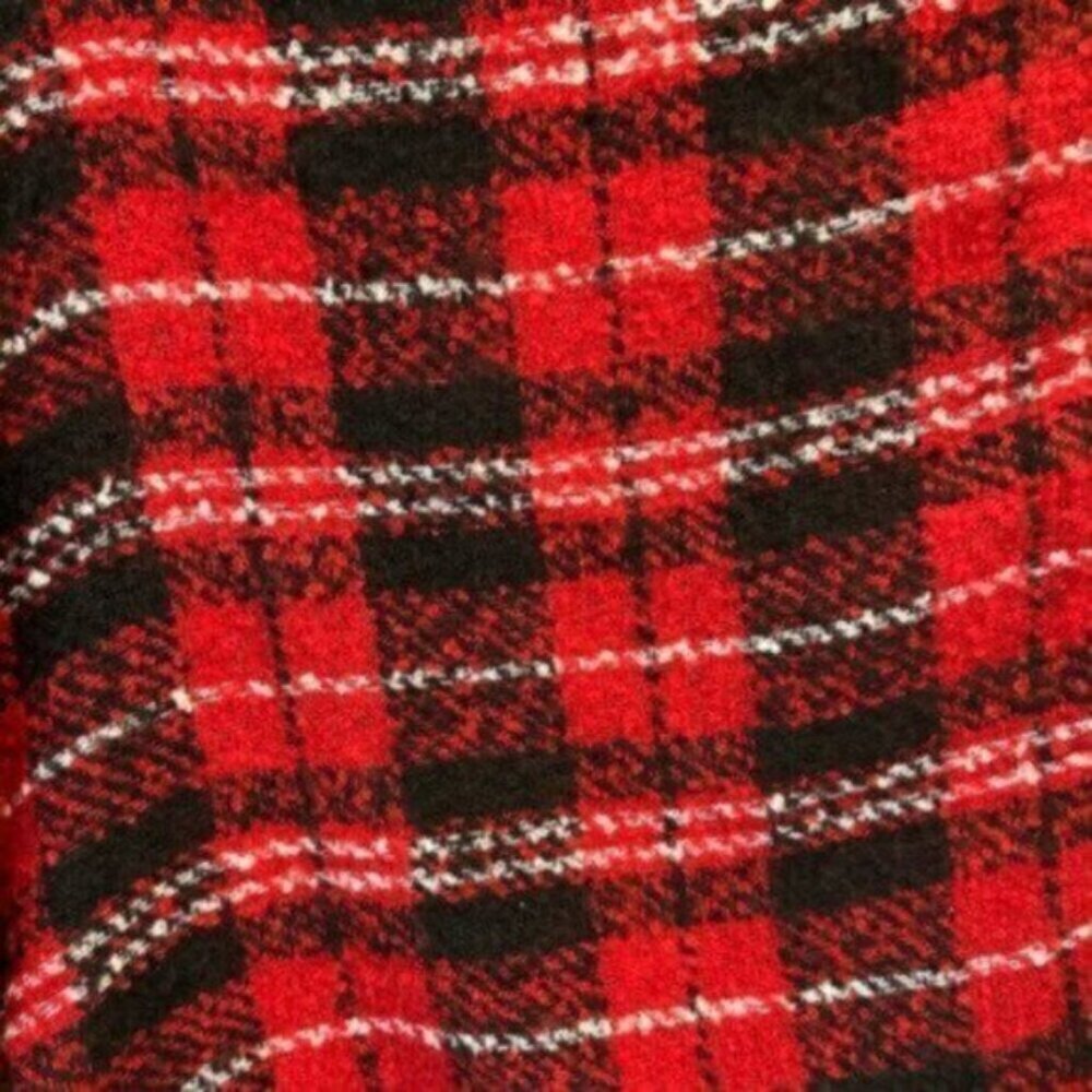 Black & Red Plaid Fringed Poncho One Size Fits Small Medium - Picture 6 of 6